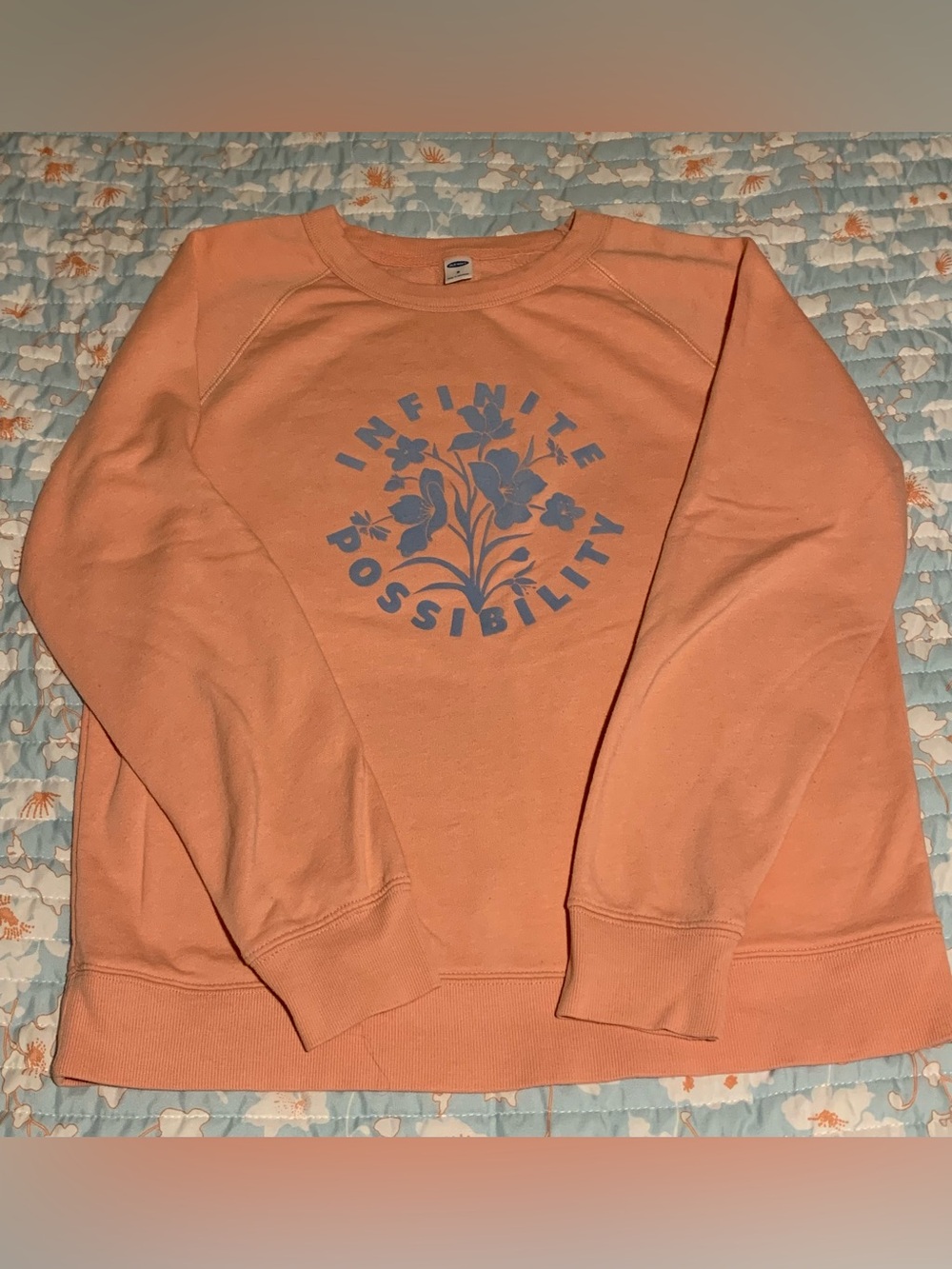 Old Navy Peach Floral "Infinite Possibility" Crewneck Sweatshirt